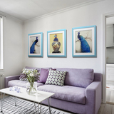 装饰沙发背景墙挂画立体孔雀与鼎画三联画中式客厅玄关艺术画有框