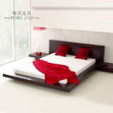 实木橡木床 简约北欧日式榻榻米床 现代卧室1.8米双人床软靠背床