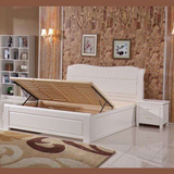 松木白色开放漆实木可带皮靠气压高箱体双人婚床1.8米1.5米儿童床