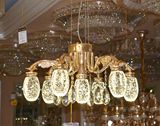 简约现代S法国金色锌合金大功率LED圆形水晶吊灯餐厅灯直径600MM
