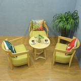 厂家直销 休闲椅咖啡厅桌椅 实木围椅 阳台茶几组合 会客沙发椅