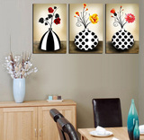 现代客厅装饰画抽象花瓶挂画卧室床头墙画餐厅壁画书房三联无框画