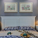 美式卧室床头装饰画 现代横版房间挂画 植物花卉静物二联墙壁画