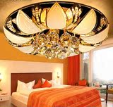 LED传统金色客厅灯具圆形水晶灯吸顶灯饰卧室大厅大气现代