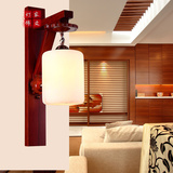 新中式云石壁灯卧室床头灯客厅走廊灯过道灯具创意复古花梨木壁灯