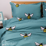 黄蜜蜂暗色全棉斜纹单件床单被套枕套学生宿舍可定制单双人四件套