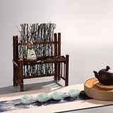 紫竹篱笆屏风 茶杯架 茶宠 摄影背景 茶台摆件 围栏栅栏 茶道零配