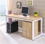 简易钢木电脑桌台式家用 书桌学习桌组装 会议桌双人办公桌带抽屉