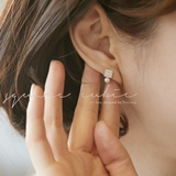 韩国进口代购925银针方块珍珠耳钉耳环精致小巧气质礼物生日闺蜜