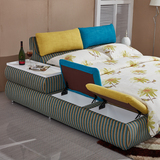 布艺床可拆洗小户型双人床1.5榻榻米床1.8米布床婚床简约现代储物
