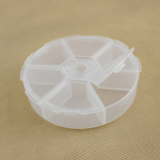 圆形6格透明pp塑料收纳盒 元器件渔具鱼钩盒随身药盒包装整理盒子