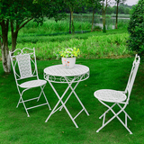 欧式铁艺桌椅三件套组合 休闲户外阳台花园庭院室外折叠铁艺桌椅