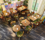 爆款奶茶店桌椅 西餐厅桌椅组合 甜品店咖啡馆小吃店实木餐桌椅