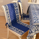 东南亚暗蓝色椅垫家用餐桌椅子套套装靠背巾木质椅子坐垫连体椅套