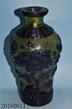 古董古玩杂项收藏 包老保真清代老琉璃洒金浮雕花开富贵梅瓶精品