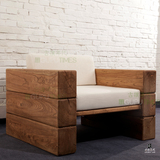 北欧宜家全实木复古沙发茶几组合美式简易做旧松木家具设计师新品