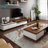 茶几电视柜 现代简约 实木小户型客厅家具 钢琴烤漆组合可伸缩