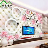 3d立体大型壁画欧式软包壁纸客厅卧室电视背景墙壁纸玫瑰圆圈墙纸