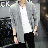 男士秋季开衫夹克修身时尚潮流韩版长款线衣夹克青少年款日系夹克