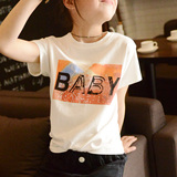 菲菲的衣柜夏装新品2016中大女童同款baby短袖t恤韩版儿童字母T恤