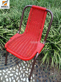 宜家手工编织室内户外便携小藤椅子靠背椅透气阳台铁艺花园休闲椅