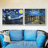 星空罗纳河上的星夜油画梵高画客厅画餐厅玄关壁画卧室挂画装饰画