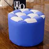蓝色实木凳子沙发凳家用板凳卡通墩圆凳皮凳子圆形椅子换鞋凳矮凳