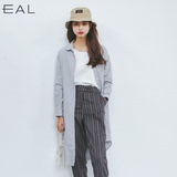 EAL正品范智乔同款2016夏季韩版休闲宽松中长款衬衫纯色长袖衬衣