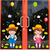 幼儿园装饰文化贴纸卡通儿童房可移除墙贴店铺门贴玻璃门窗贴画