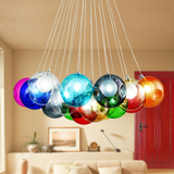 服装店客厅卧室吊灯创意个性餐厅儿童房彩色玻璃泡泡球简约灯具