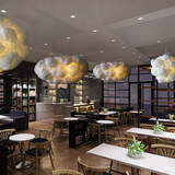 北欧现代创意个性LED云朵吊灯餐厅样板房闪电漂浮蚕丝白云工程灯