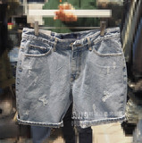 韩国代购 东大门 男款直筒漂白磨毛磨破 牛仔短裤