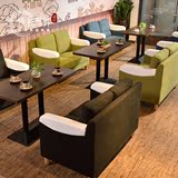 日式咖啡馆沙发双人休闲布艺西餐厅奶茶店甜品店卡座沙发桌椅组合
