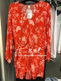 H&M HM女装专柜正品折扣代购 7月 红色印花V领系带连体短裤090124