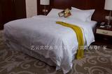 包邮宾馆酒店床上用品全棉白色贡缎提花牡丹花被套床单三四件套