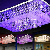 客厅灯 长方形水晶灯led吸顶灯现代简约卧室灯温馨变光遥控灯具