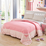 春夏全棉斜纹双人被罩粉色公主荷叶边1.5米床纯棉被套单件200x230