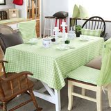 美式田园乡村绿色格子防水防油加厚餐桌布艺 台布 茶几布 方桌铺