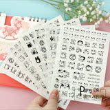 手机贴纸韩国文具搞怪熊猫猫咪透明PVC日记卡通相册6张入手帐贴画