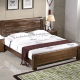 直销 高档厚重款纯黑胡桃木家具实木床 1.8米双人床现代中式 大床