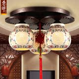 中式圆形陶瓷实木卧室客厅书房餐厅现代中国大陆节能灯吸顶灯919