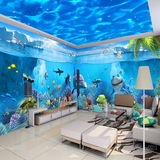 3d立体 大型壁画 壁纸海底世界主题房海洋鱼儿童房游泳馆背景墙纸