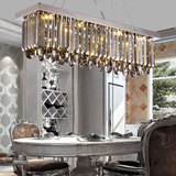现代水晶吊灯餐厅灯长方形温馨LED双色遥控创意时尚吧台饭厅灯具