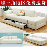 皮艺可折叠沙发床带抽屉小户型沙发多功能两用床双人2米 1.8米