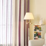 客厅卧室遮光雪尼尔条纹窗帘布料成品特价简约现代落地平面窗飘窗