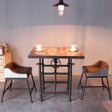 美式复古餐桌椅loft铁艺吧台桌椅奶茶店咖啡厅桌椅组合酒吧升降桌