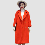 2016春季新款韩版小香风茧型中长款修身毛呢外套呢子大衣大码女装
