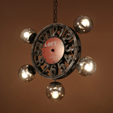 美式复古工业简约北欧创意吊灯铁艺玻璃圆球客厅餐服装店魔豆吊灯