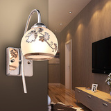 led壁灯简约床头灯现代卧室客厅水晶墙壁灯饰创意双头电视墙灯具