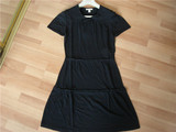 海伦英国代购BURBERRY女士15年海军蓝黑色叠层羊毛混纺短袖连衣裙
